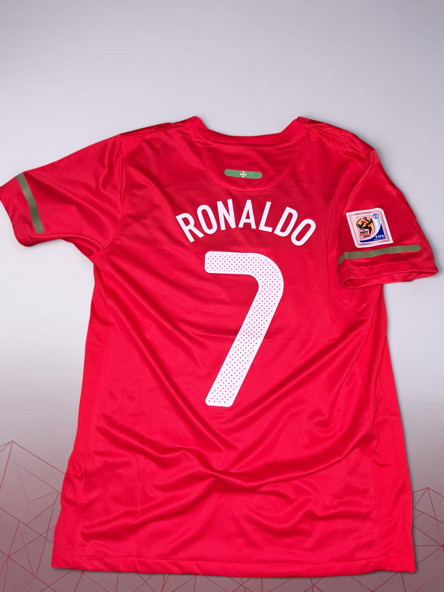 Blessed Jerseys Portugal National Team Soccer Jersey, red polyester, Ronaldo #7, FIFA World Cup 2010 patch