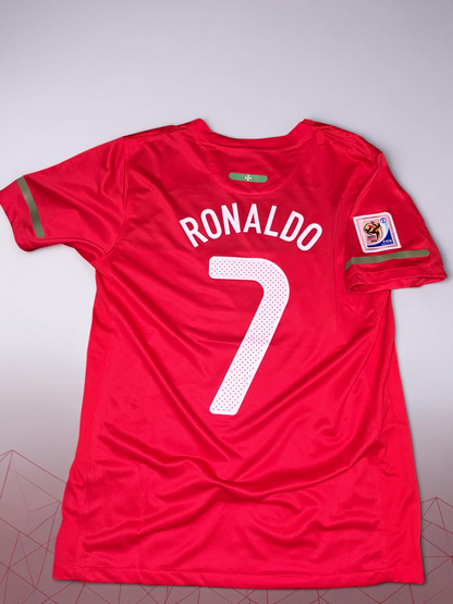 Blessed Jerseys Portugal National Team Soccer Jersey, red polyester, Ronaldo #7, FIFA World Cup 2010 patch